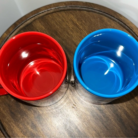 Disney Mickey & Minnie Mouse Mug Set by Jerry Leigh - Red & Blue Pair - Picture 3 of 4